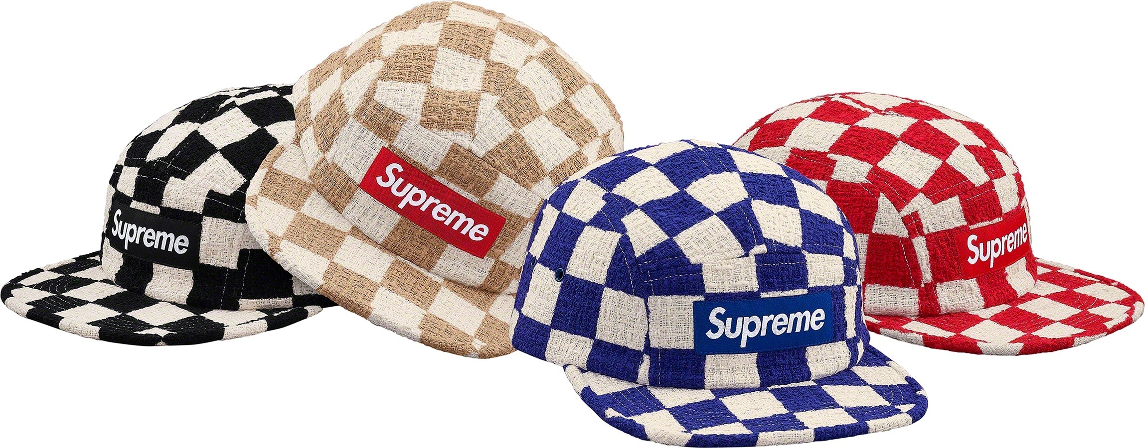 Checkerboard Bouclé Camp Cap